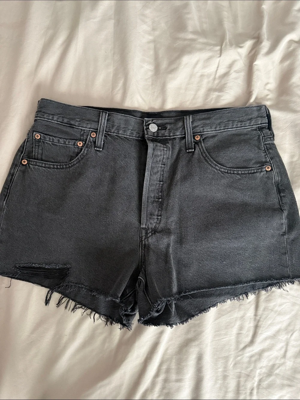 Levi 501 Black Denim Cutoff Shorts